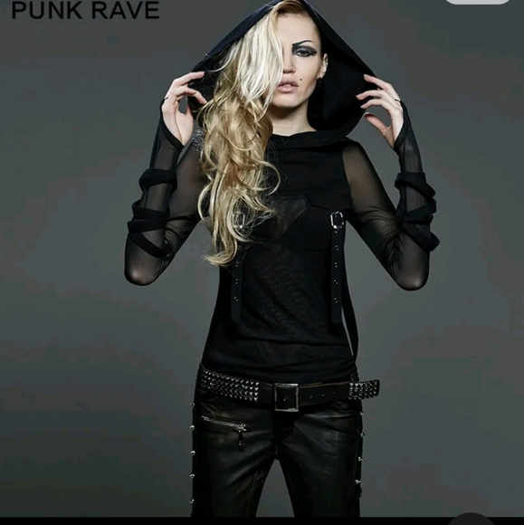 Punk Rave Sheer Mesh Hoodie - Picture 7 of 9